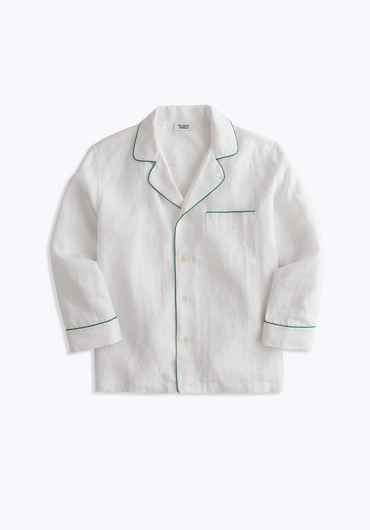 SLEEPY JONES | Milton Pajama Shirt in White Linen - [product-type]